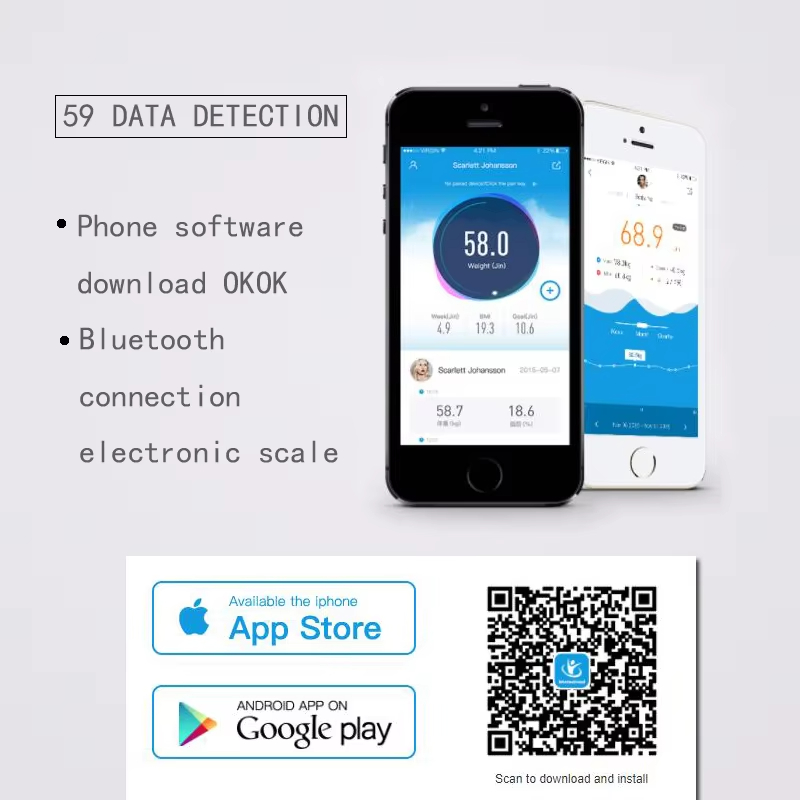 Balança de gordura corporal inteligente, sem fio, digital, para banheiro, analisador de composição corporal com aplicativo de smartphone, compatível com bluetooth