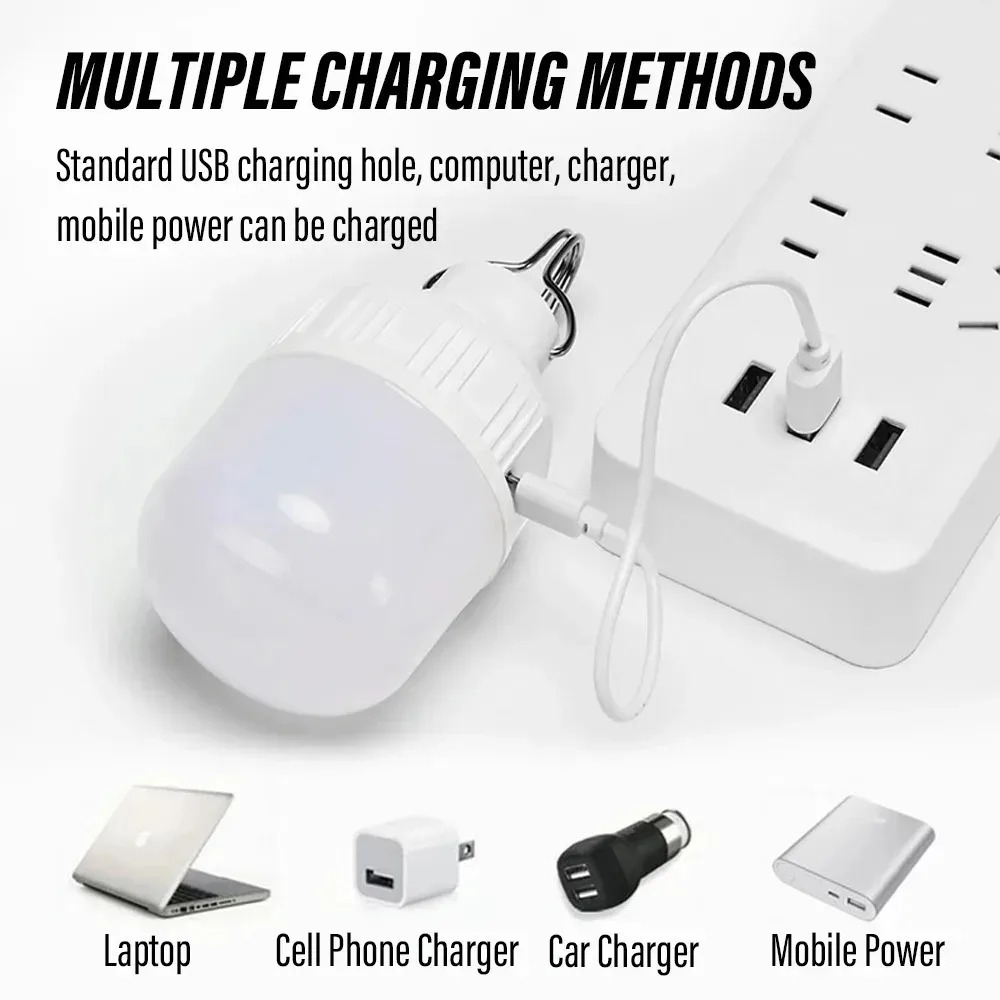 1-10pcs Outdoor USB Rechargeable LED Lamp Bulbs High Brightness Emergency Light Hook Up Camping Portable Lantern Night Lights ﻿