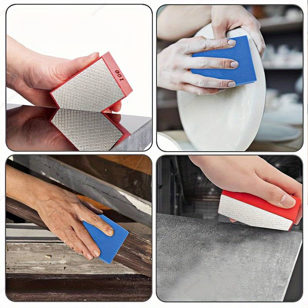 Almohadillas de pulido a mano de diamante superior, almohadilla de bloque de molienda abrasiva de vidrio para azulejos, herramientas pulidoras de disco de lijado de cerámica, mármol y piedra, 1-8 Uds.
