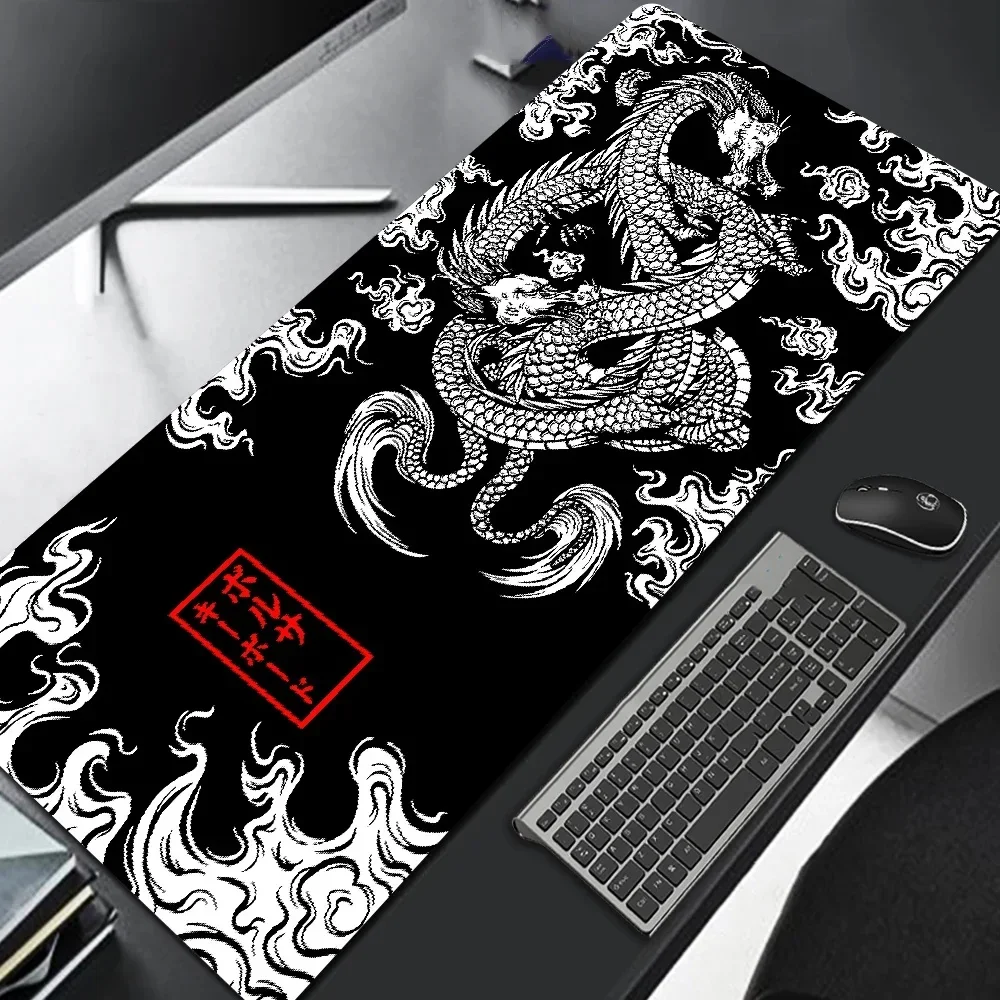 Alfombrilla de ratón para juegos XXL grande de dragón japonés, 900x400, 700x300 velocidades, alfombrilla de escritorio, teclado temático de Anime, alfombrilla de ratón para jugadores para deportes electrónicos