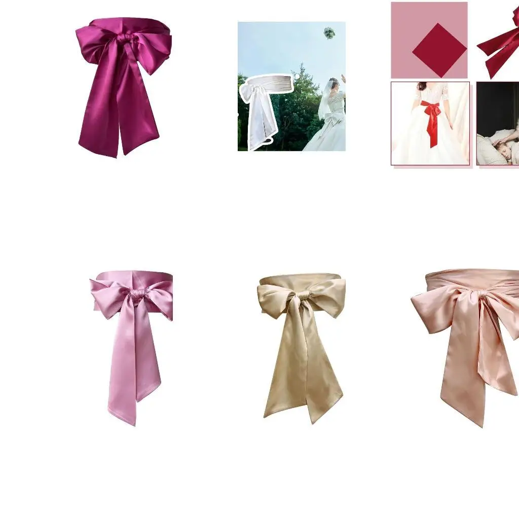 652F Women's Ribbon Bowknot Sash Belt panjang 250cm bowknot ikat pinggang aksesori acara formal untuk pernikahan dan pertemuan