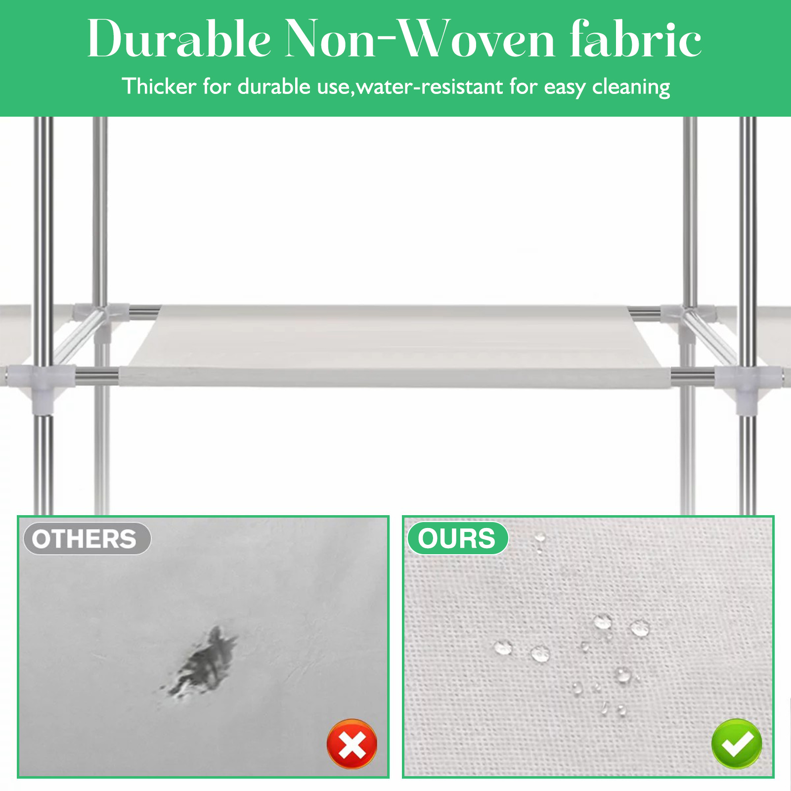 Closet Wardrobe Organizer Storage Rack Portable Clothes Shoe Clothing Shelf Dustproof Non-woven Fabric Quick and Easy to Assembl