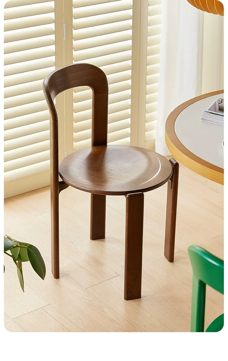 Nordic Beech ไม้อัดไม้เนื้อแข็งรับประทานอาหาร Stackable Vintage โค้งพนักพิงเก้าอี้สวิส