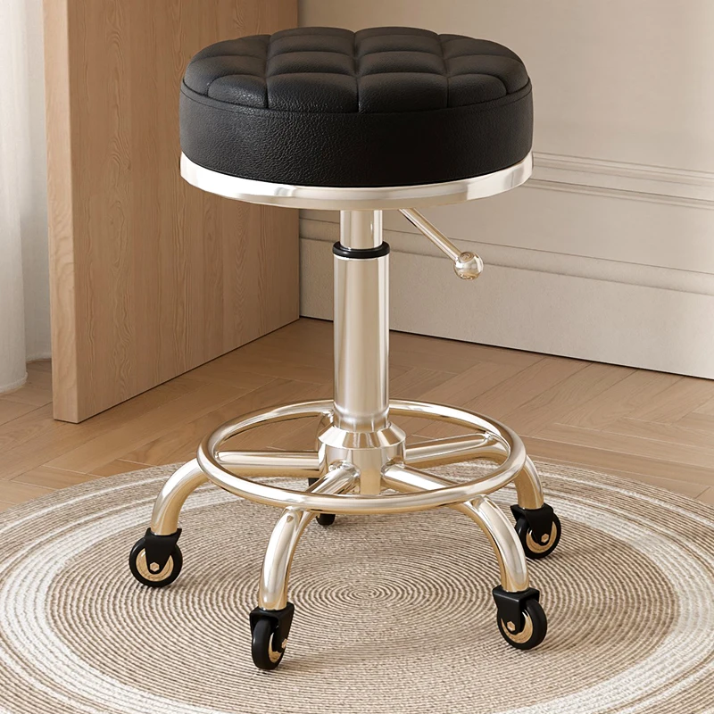Taburete giratorio ajustable, silla redonda para salón, manicura, pedicura, belleza, silla rodante, peluquería, peluquero, Spa, taburete profesional