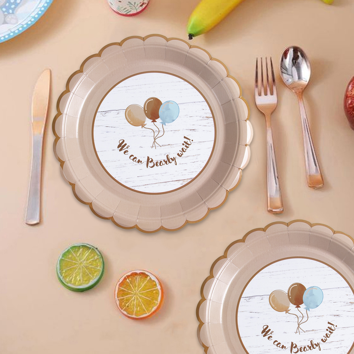 Bear Baby Shower Decorations Paper Plates Cups Napkins Disposable Tableware Birthday Party Supplies Bear Themed Party Decor