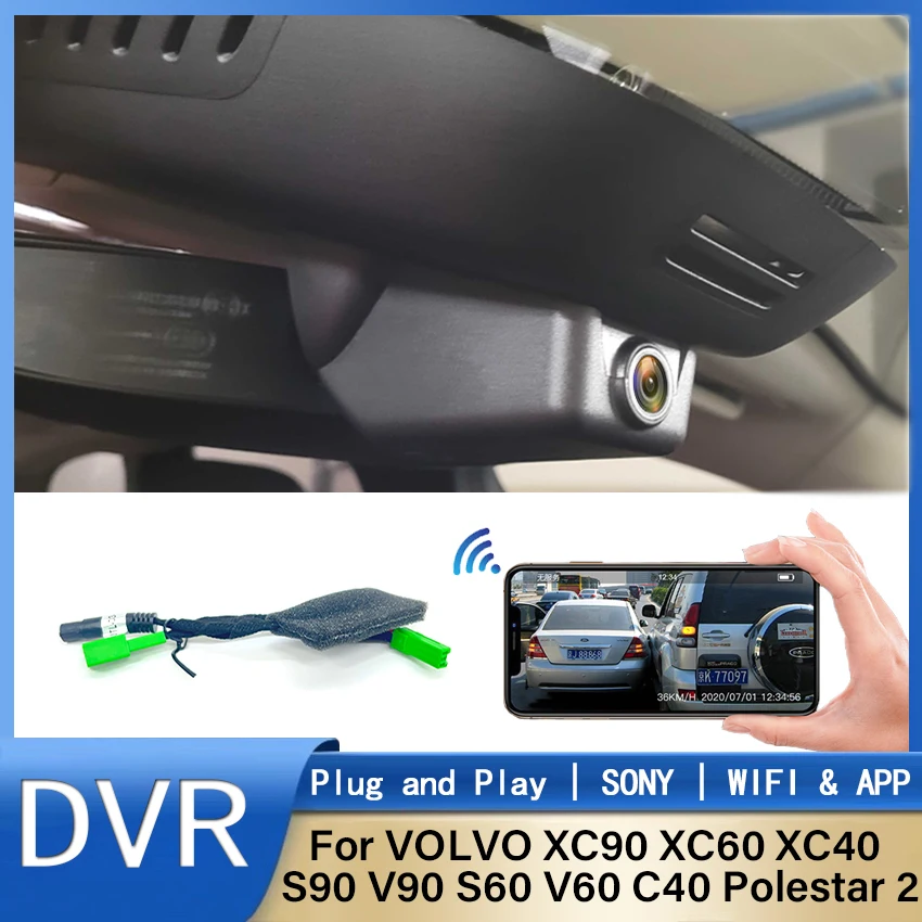¡Nuevo! Cámara de salpicadero WiFi DVR para coche Plug and play 170 ° FOV para VOLVO XC90 XC60 XC40 S90 V90 S60 V60 C40 para Polestar 2 Dashcam 1080P