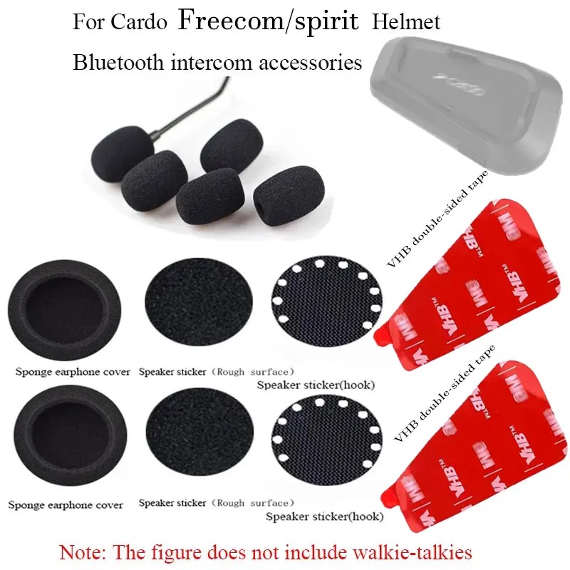 Para Cardo Freecom/spirit casco de motocicleta accesorios de intercomunicación Bluetooth auriculares micrófono esponja y cinta de doble cara