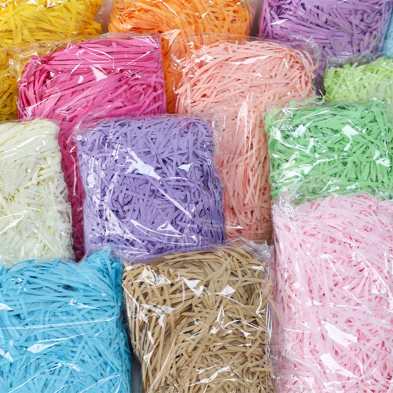 Relleno de trozos de papel de rafia con purpurina, 20/50g, para embalaje, cesta vacía y embalaje de Navidad, relleno de embalaje de cesta de regalo
