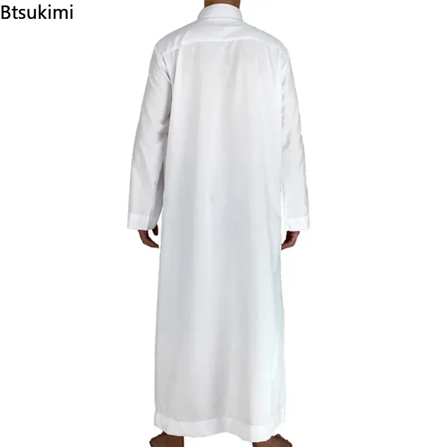 2025 イスラム服男性 Jubba トーブイスラム教徒長袖ルーズマンサウジアラビアパキスタン Kurta イスラム教徒の衣装チュニック男性アバヤ