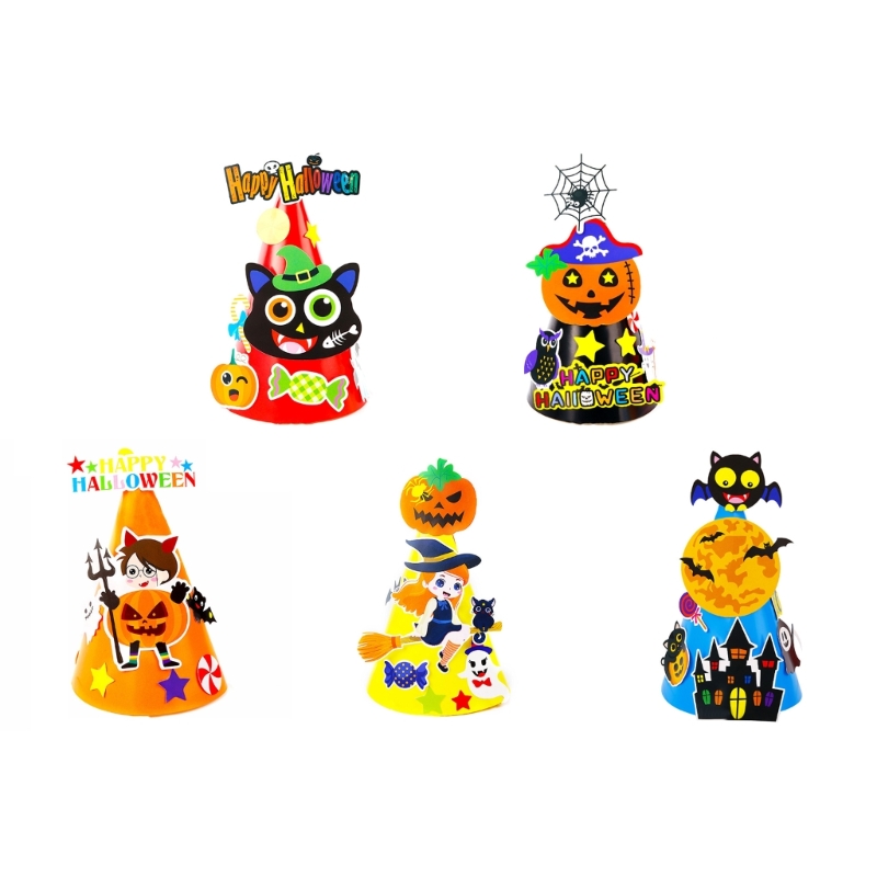 Vòng Tay Nhọn Nắp Halloween Trang Phục Hóa Trang Nón Đồ Chơi Trẻ DIY Bộ Halloween Giấy Thủ Công Đảng Đạo Cụ Mũ Ngày Lễ Tặng