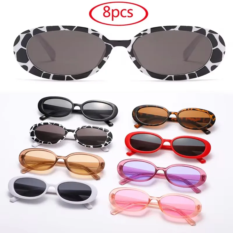 Gafas de sol ovaladas pequeñas para mujer, gafas de sol Retro de marca Vintage en blanco y negro, gafas clásicas para mujer UV400