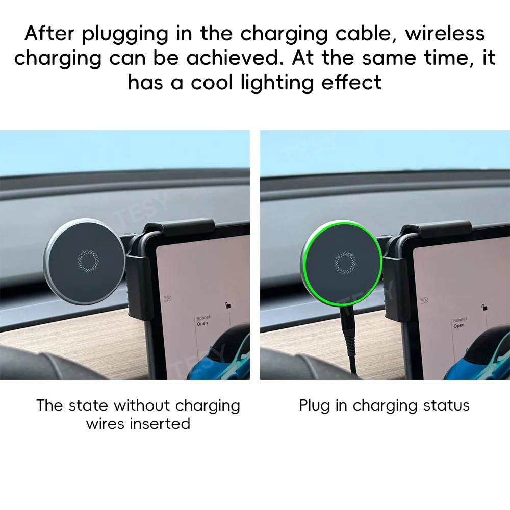 Soporte de montaje para teléfono de coche, cargador inalámbrico Magsafe magnético de 15W para Tesla Model Y Launch 2025-2020 Model 3 HIGHLAND 2024-2017 BYD
