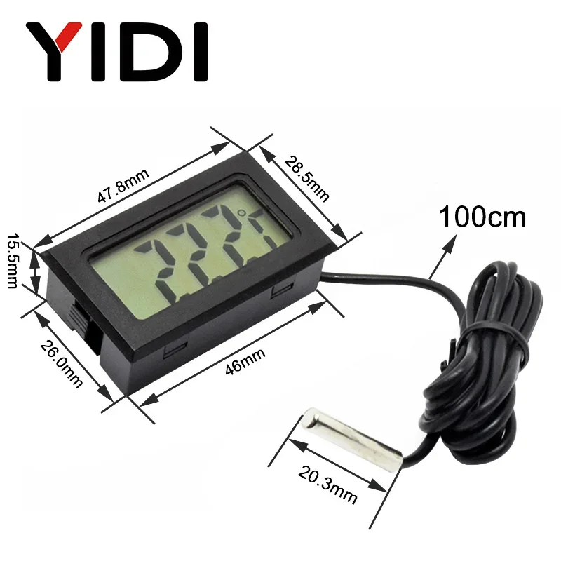 Mini termómetro Digital LCD, higrómetro, probador de calibre, sonda, incubadora, medidor de temperatura y humedad para acuario, Detector de Sensor