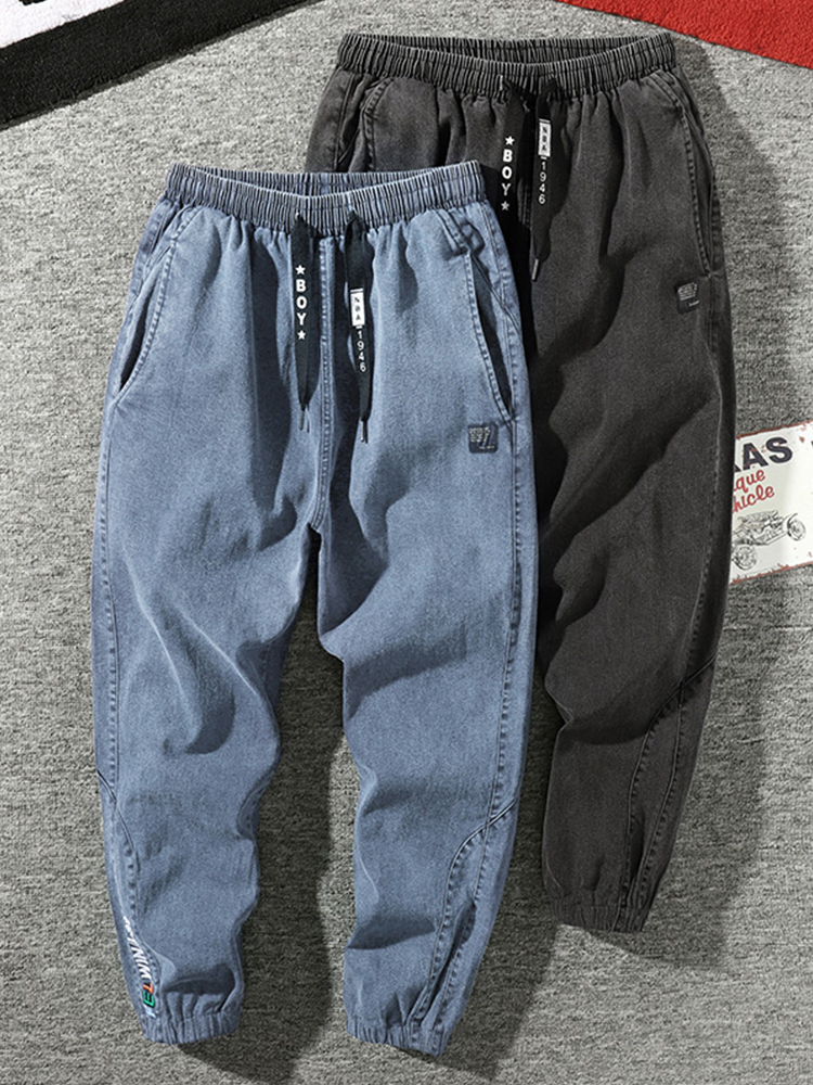 ビッグサイズメンズジョガージーンズ 6XL 7XL 8XL ストリートブラックブルーカジュアルデニムカーゴパンツストレッチコットンテーパージーンズだぶだぶのズボン