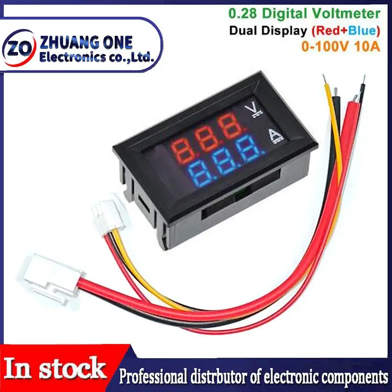 Voltímetro amperímetro DC 0-100V 10A, amplificador LED rojo + azul, voltímetro Digital Dual, medidor de pantalla LED, amperímetro, indicador de voltaje