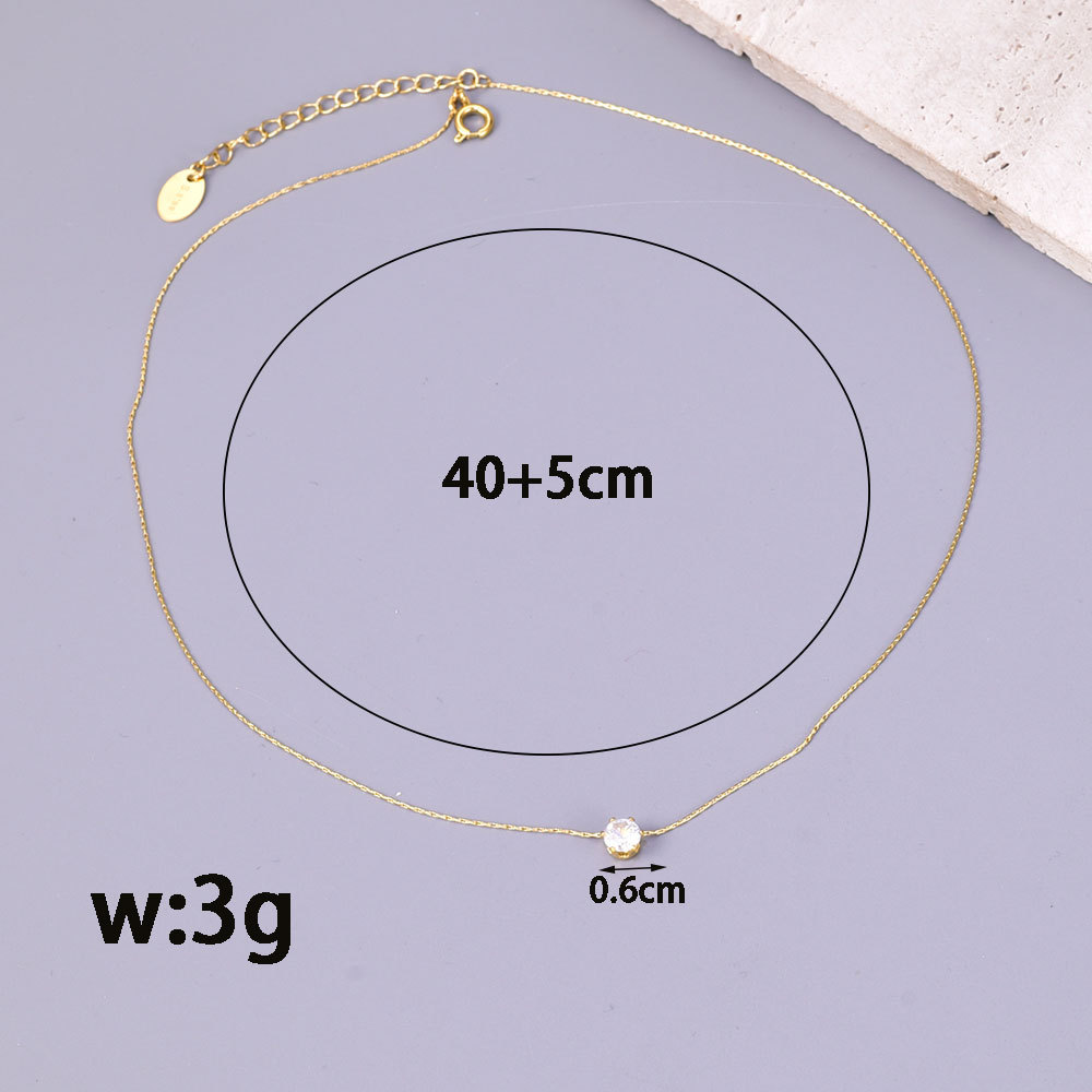 L176 Flash Diamond Zircon Six Claw Diamond Bamboo Chain Clavicle Chain Titanium Steel Plated 18K Gold