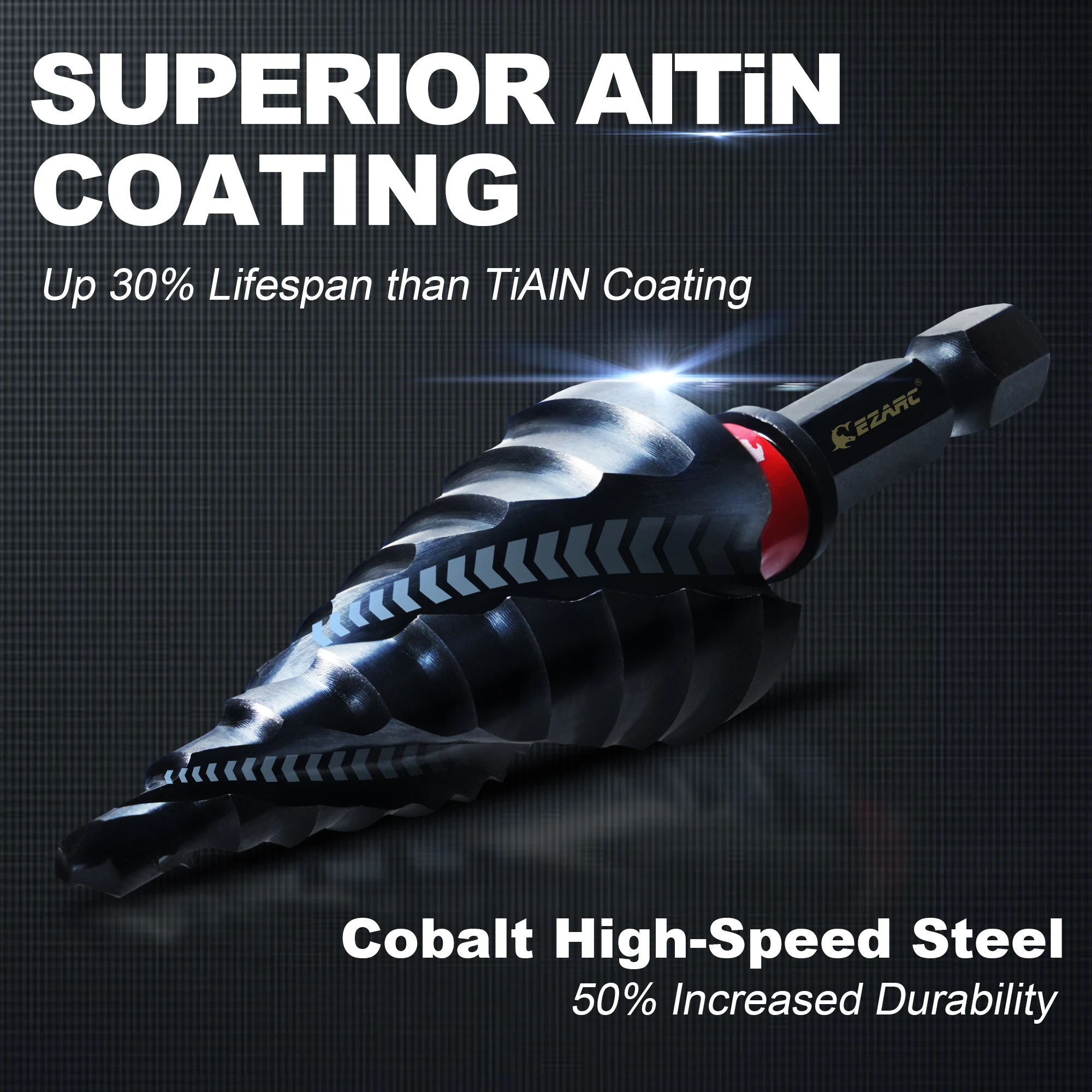 EZARC Step Drill Bit for Metal, 4-20mm M35 Spiral Flute Unibit Step Drill Bit 1PC, Wear-Resistant AlTiN Coated Universal Bit