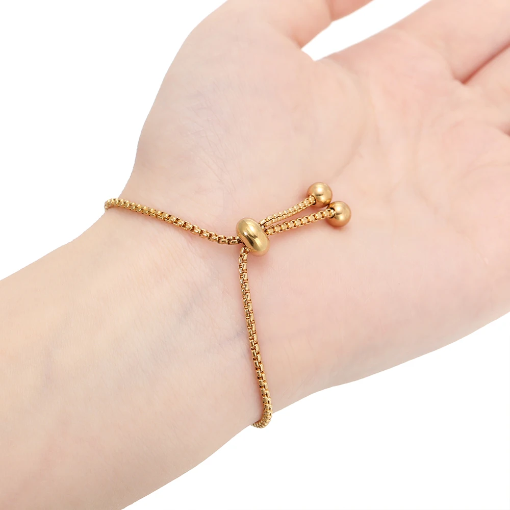 3 unids/lote de pulseras de acero inoxidable 304 ajustables, cajas extensoras deslizantes, cadenas con extremos de bola para fabricación de joyas DIY