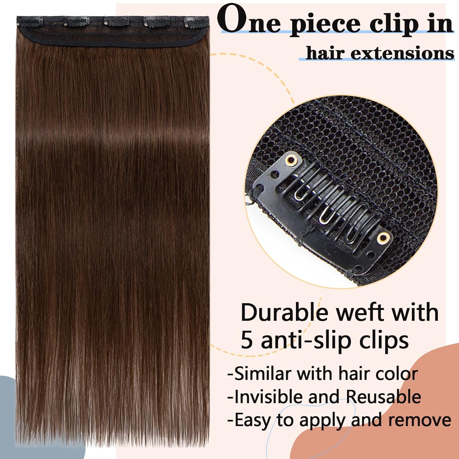 Clip droit d'os dans les Extensions de cheveux 100% cheveux humains 5 Clips 3/4 pleine tête une pièce pince dans les Extensions de cheveux humains pour les femmes