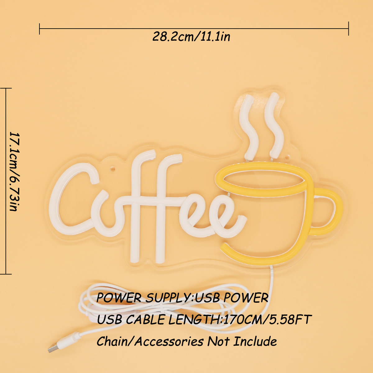 1pc criativo café com copo led sinal de néon luz para sala festa pub clube leite chá café decoração da parede 11.1 ''* 6.73''
