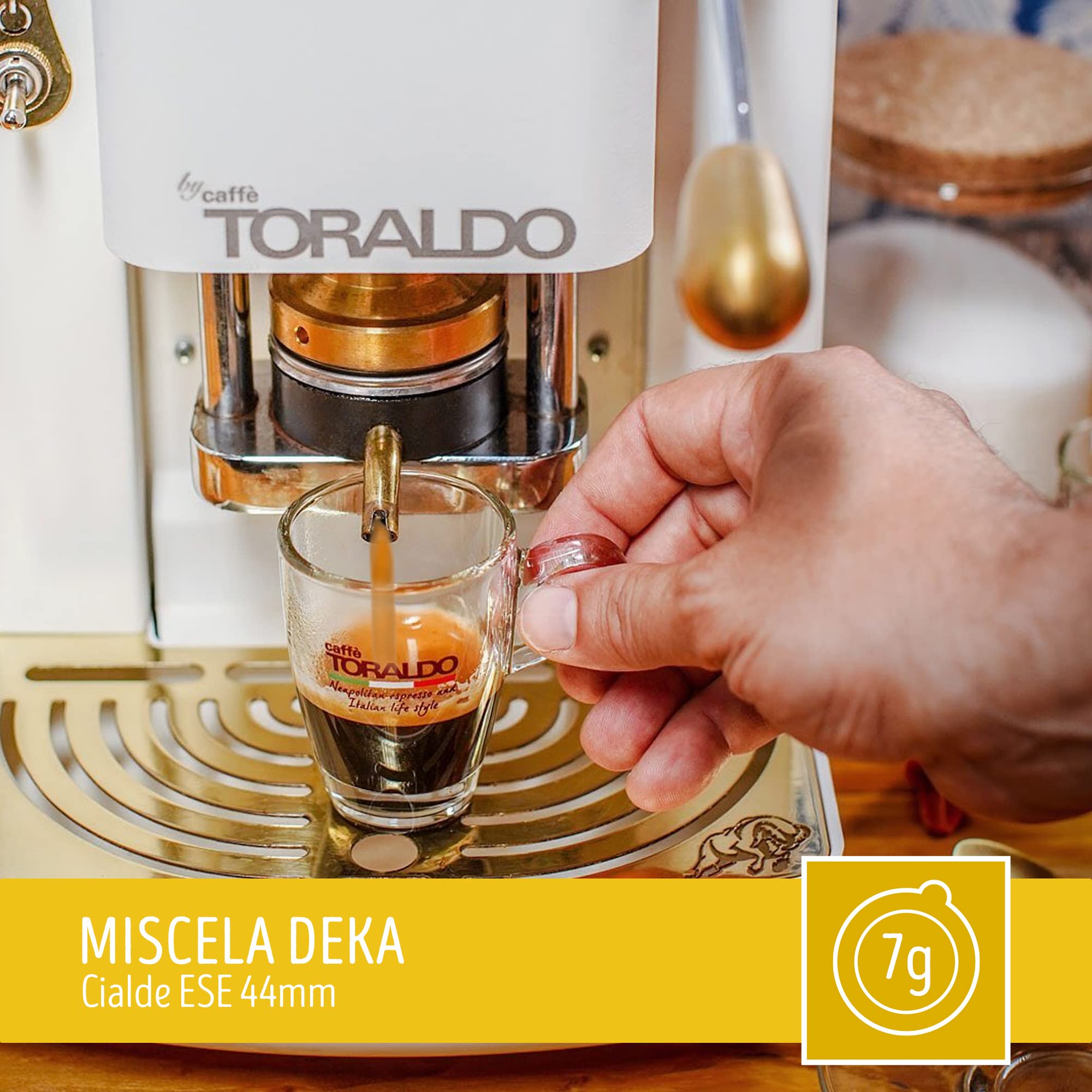 TORALDO KOFFIE |   Caffes ESE44 |   Koffie geselecteerd, geroosterd en Torrefied in Italië |   Excellence of the Napolitan Coffee (600 Caffes, Mixture Dek)
