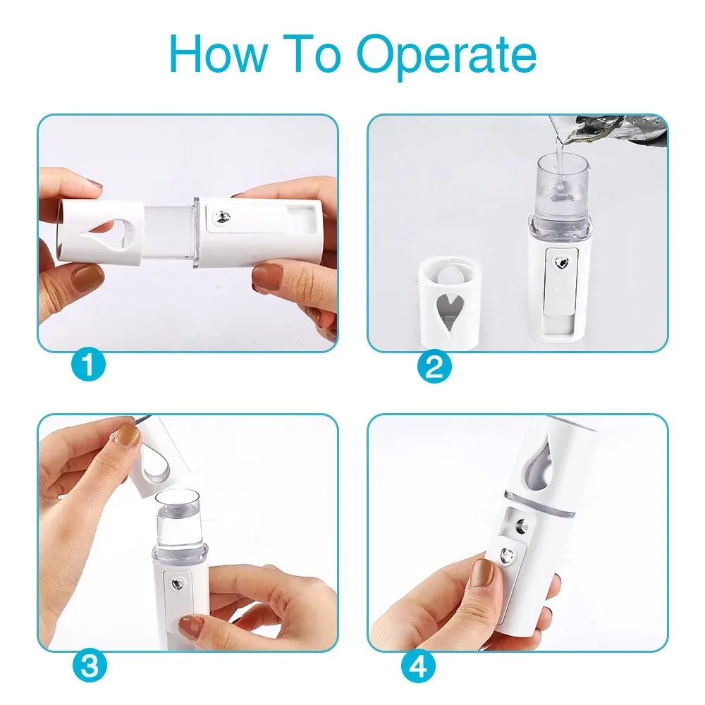 Mini Nano rociador humidificador de vapor facial USB recargable nebulizador hidratante facial cuidado de la piel