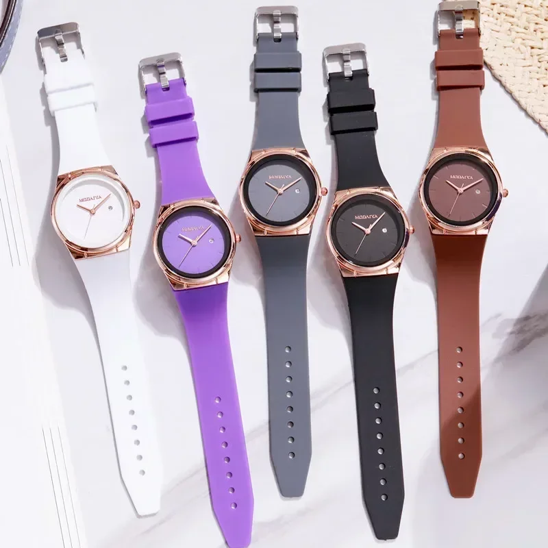 Reloj de cuarzo nuevo con correa de silicona, relojes para estudiantes, Reloj de pulsera minimalista a la moda con calendario para Mujer, Reloj para Mujer, triangulación de envíos