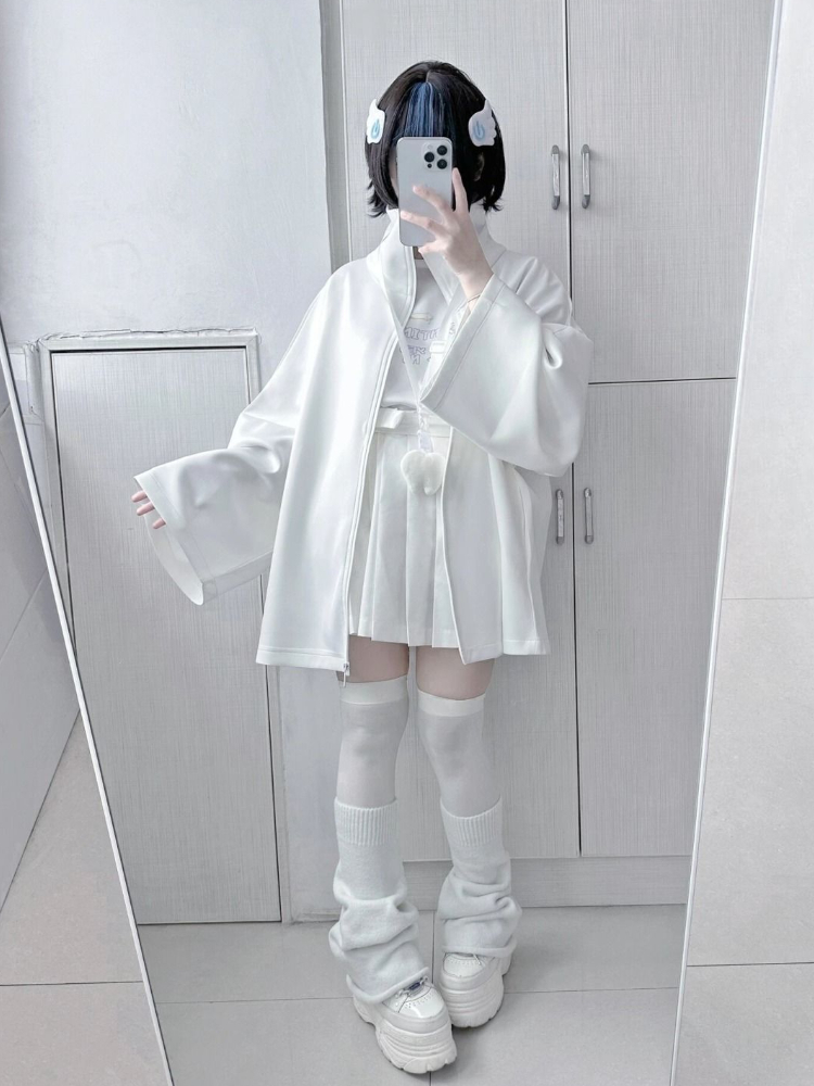 Sudaderas con capucha informales japonesas para mujer, abrigos holgados estéticos Y2k de gran tamaño con bordado, sudaderas Grunge con cremallera Harajuku, primavera