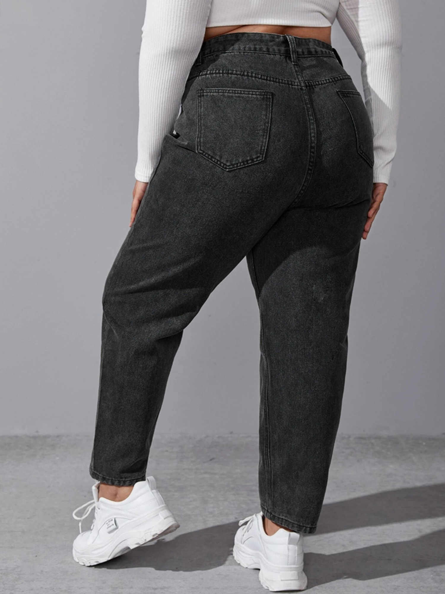 Pantalones vaqueros holgados y elásticos para mujer de talla grande, 5XL, 6XL, 100kg, color negro, talla grande, vaqueros para mujer