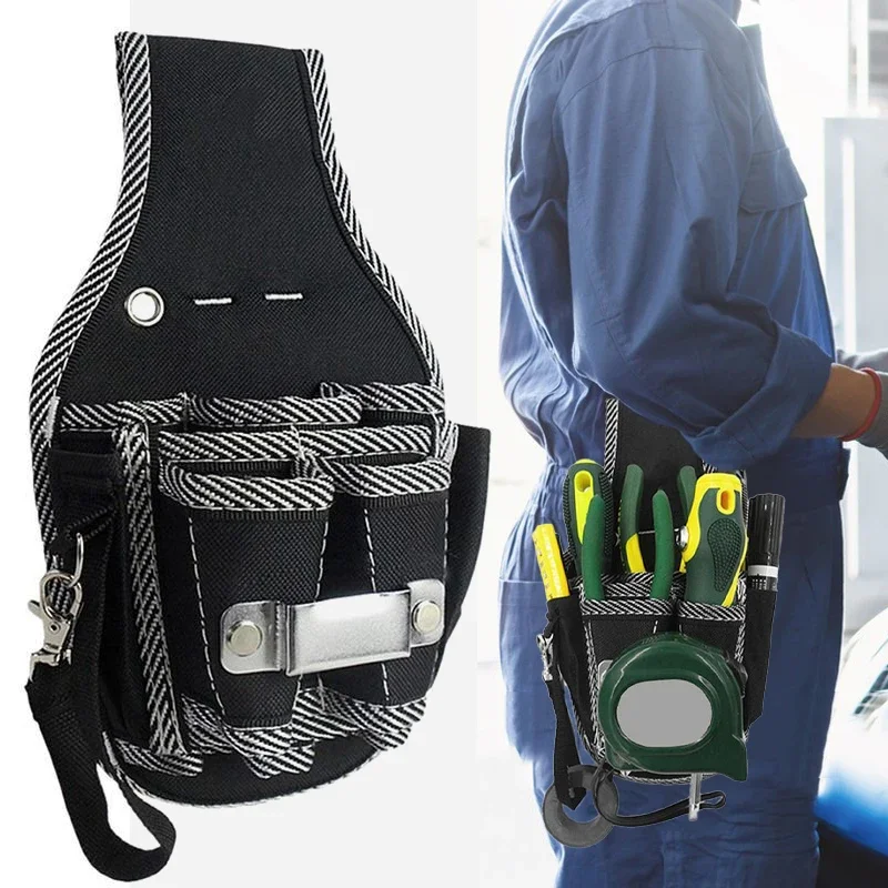 Bolsa de herramientas multifuncional, cinturón de herramientas de tela de nailon, Kit de destornillador, soporte, bolsa de herramientas, bolsa de bolsillo, estuche de bolsillo para cintura de electricista