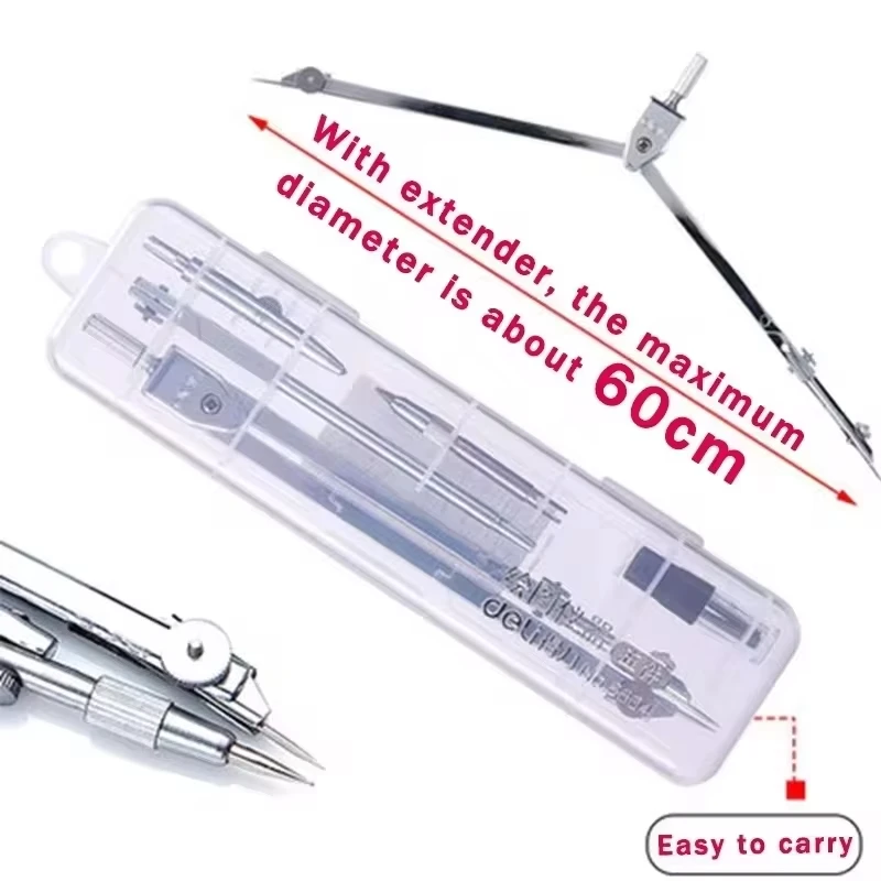 DELI Thép Không Gỉ Đa Năng Soạn Thảo Vẽ La Bàn Toán Hình Học 2/4/5/6 Viên/Bộ Vòng Tròn Dụng Cụ Bền đồ Dùng Học Tập