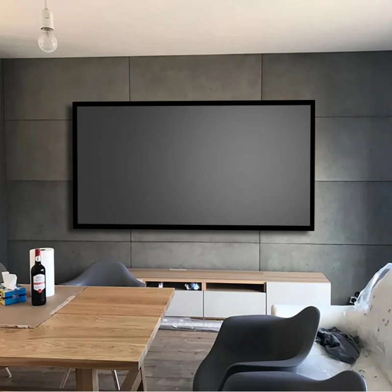 New Listing High Quality 60 Inch 16:9 Wide Frame 4.5cm Home Theater Wall Gray Soft  Projection Screen