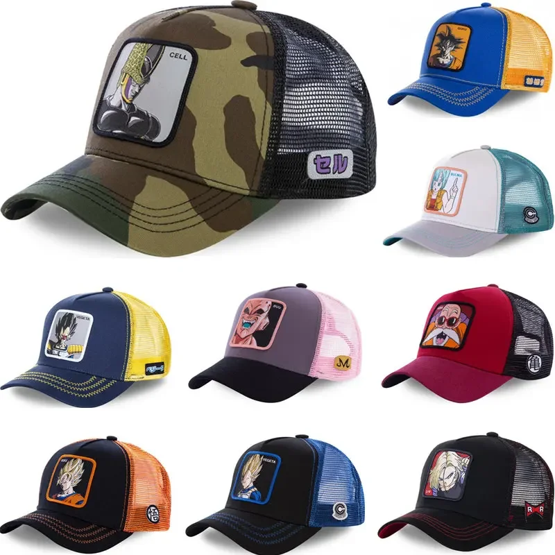 Dragon Ball Buu Goku Cap Sommer Reise Schirmmütze Herren Stickerei Hip-Hop Cap Stil Sonnenblende verstellbare Trucker Mesh Cap
