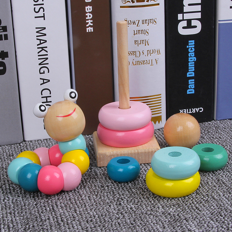 Crianças arco-íris torre virola brinquedo de madeira empilhamento círculo bebê educação infantil puzzle anel montessoris brinquedos crianças