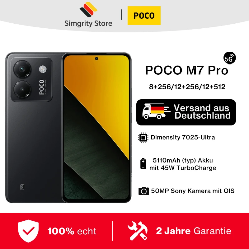 【Marchio+】 Il più recente POCO M7 Pro 5G Versione globale Dimensity 7025-Ultra 120Hz FHD+ Display AMOLED per la cura degli occhi Batteria 5110mAh NFC