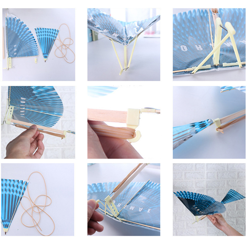 3Pcs Parent Child Game Hands on Assembly of Rubber Band Power Bird Toy Flying Birds Models Kite Funny Toys