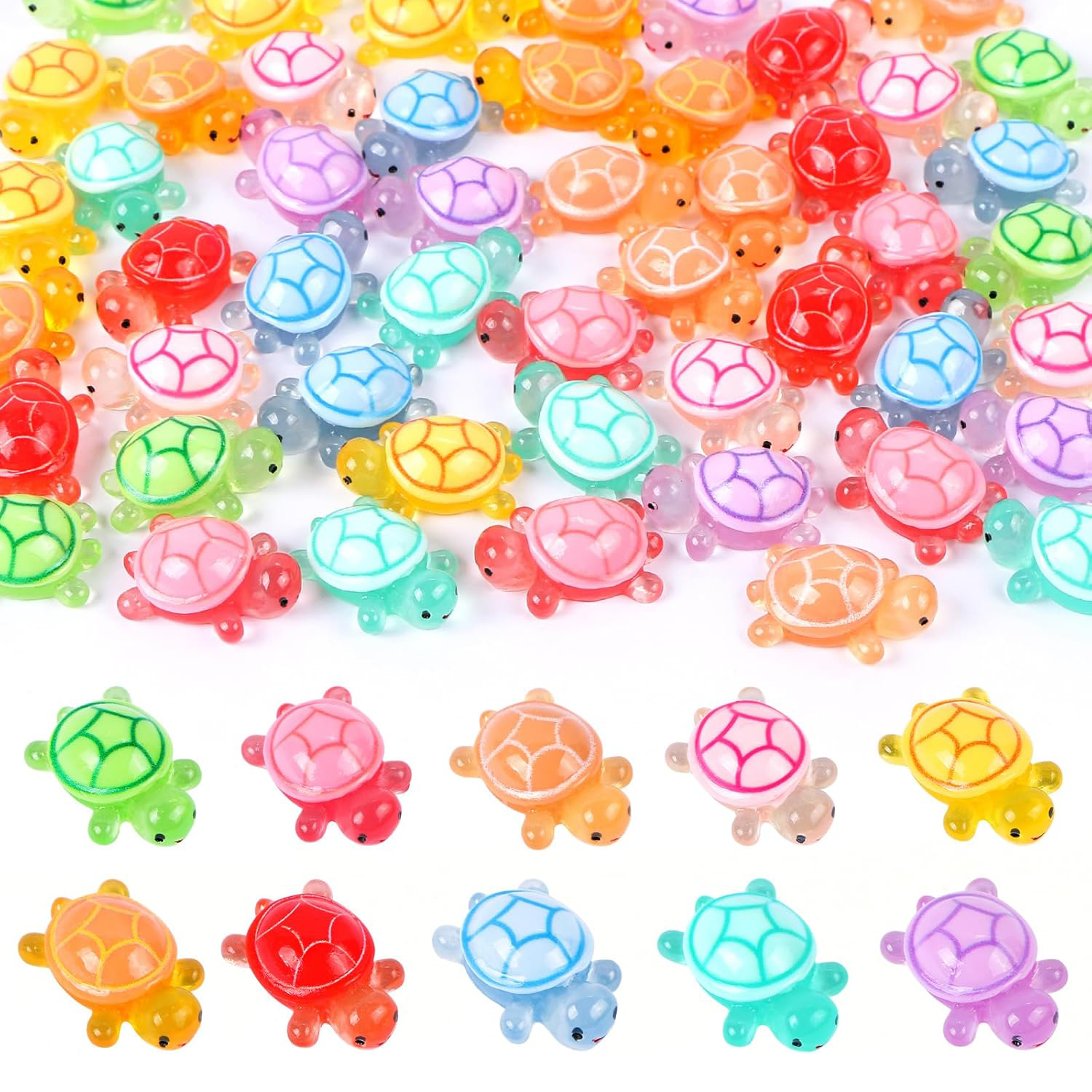 50/100 Pcs Cute Mini Luminous Turtle Ornaments Glowing in The Dark Miniatures Turtle Micro Landscape Kids Toys Home Decor Gift