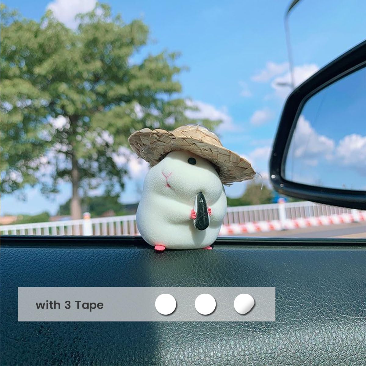 Niedlicher Hamster mit Strohhut Auto Ornament, Auto Dekoration Auto Interieur Armaturen brett Zubehör
