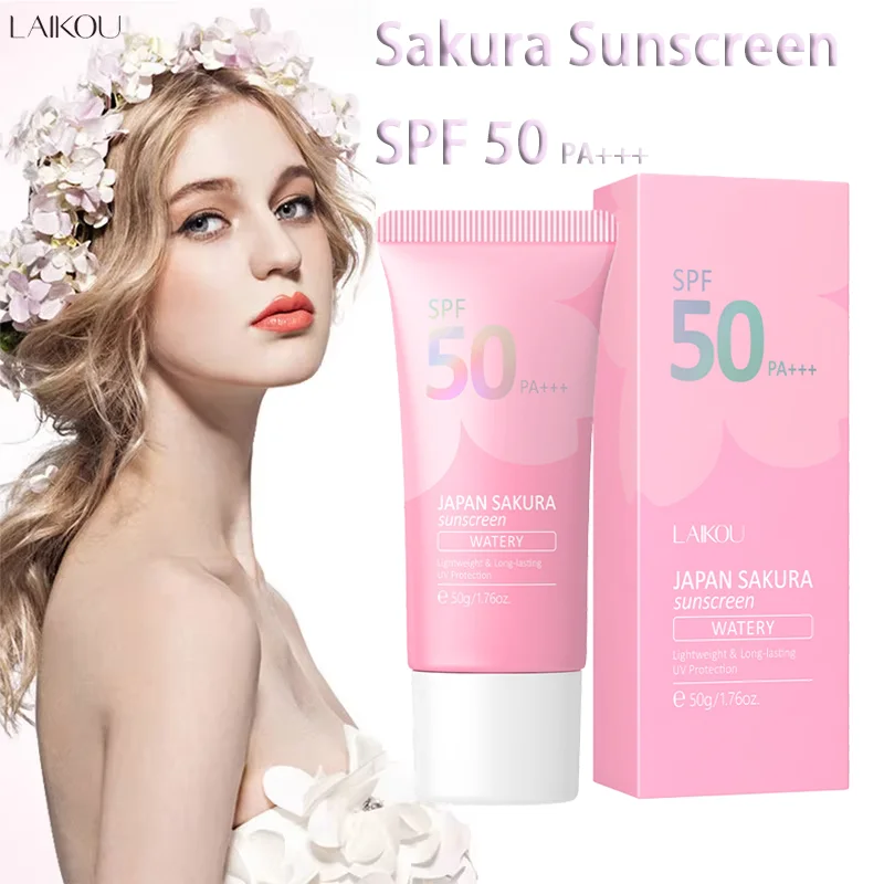 Laikou Sakura Creme protetor solar hidratante protetor facial bloco solar Spf50 gel loção de isolamento creme solar facial
