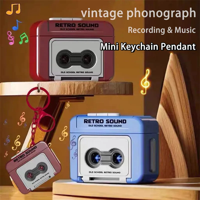 Registratore retrò Mini carillon portatile divertente con ornamento di decompressione del suono Portachiavi Zaino Piccolo ciondolo Regali per amici