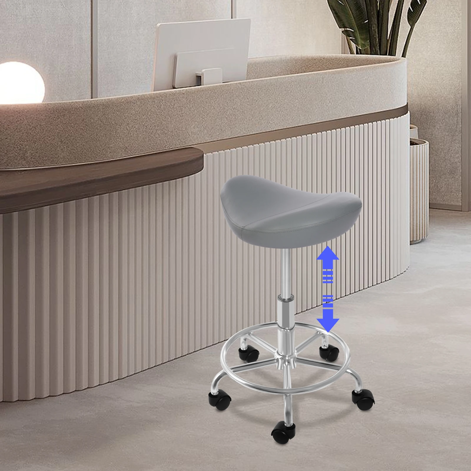 Sedia da sella pieghevole e portatile 360 °   Sgabello da bar girevole ad altezza regolabile con rotazione libera per parrucchieri Saloni di bellezza