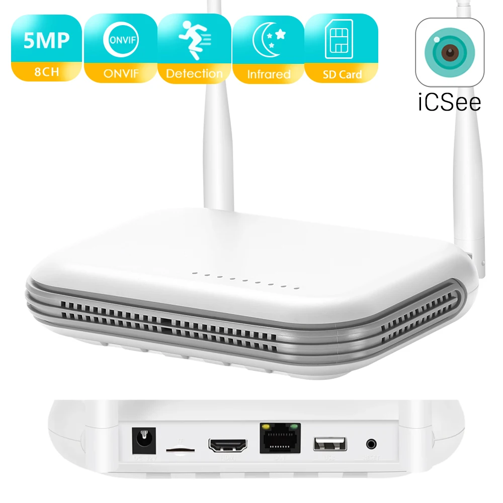 Сетевой видеорегистратор, Wi-Fi, 8 каналов/4 канала, 6 МП, H.265, Onvif, для беспроводной системы безопасности, поддержка распознавания лица, 2,5 дюйма HDD iCSee