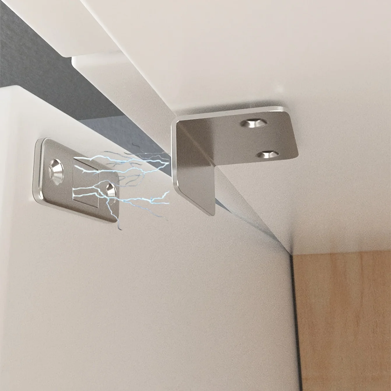 1pair Magnetic Door Catch Latch-Invisible Strong Adhesion, Drill-Free Mount, Seamless Release- Ideal for Cabinets, Sliding Doors