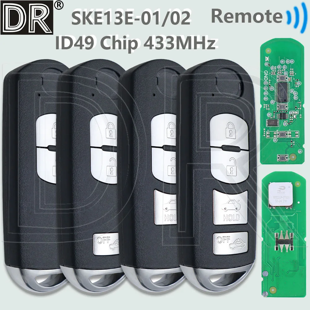 DR SKE13E-01/02 Универсальный чип ID49 433 МГц бесконтактный смарт-автомобильный дистанционный ключ для Mazda 3 6 CX-5 MX-5 CX-3 Axela CX-4 CX-5 Atenza