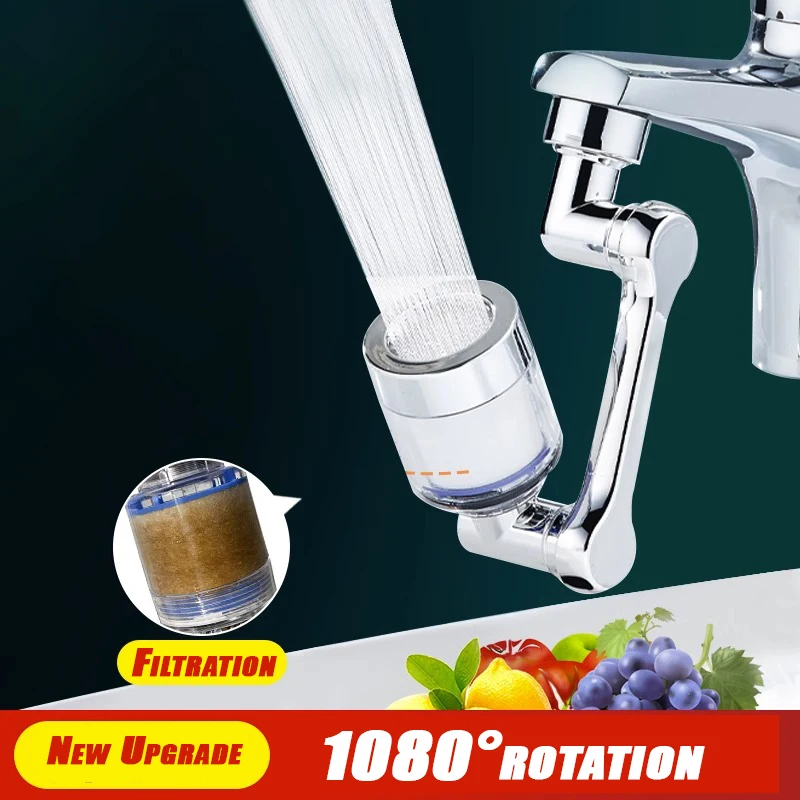 1080 °   Extension rotative filtre conventionnel buse de robinet universel salle de bain adaptateur d'extension de robinet aérateur prolongateur de robinet