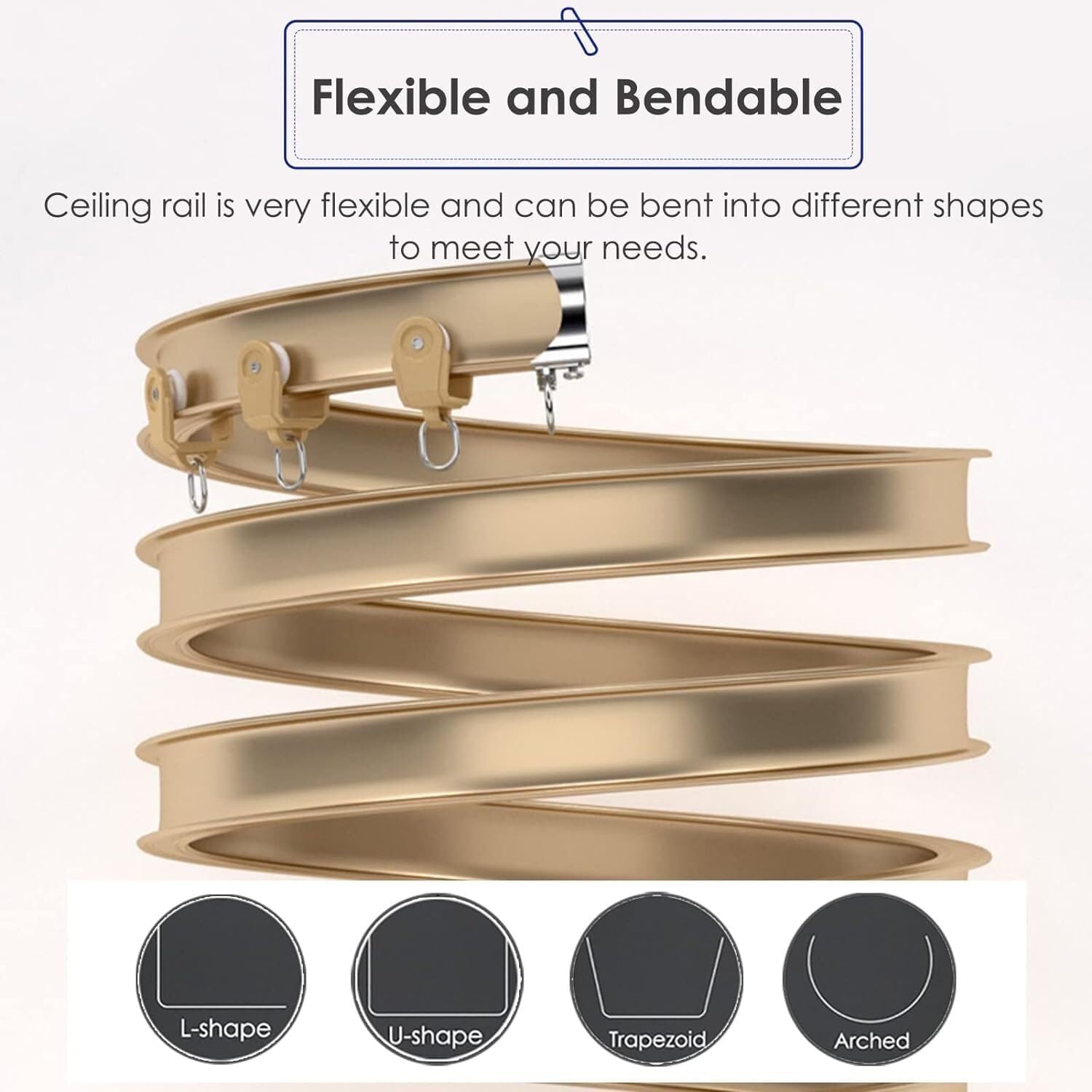 de techo curvado resistente para cortina – Sistema de riel divisor de habitación de aluminio flexible (A, 4 m) para el hogar, de