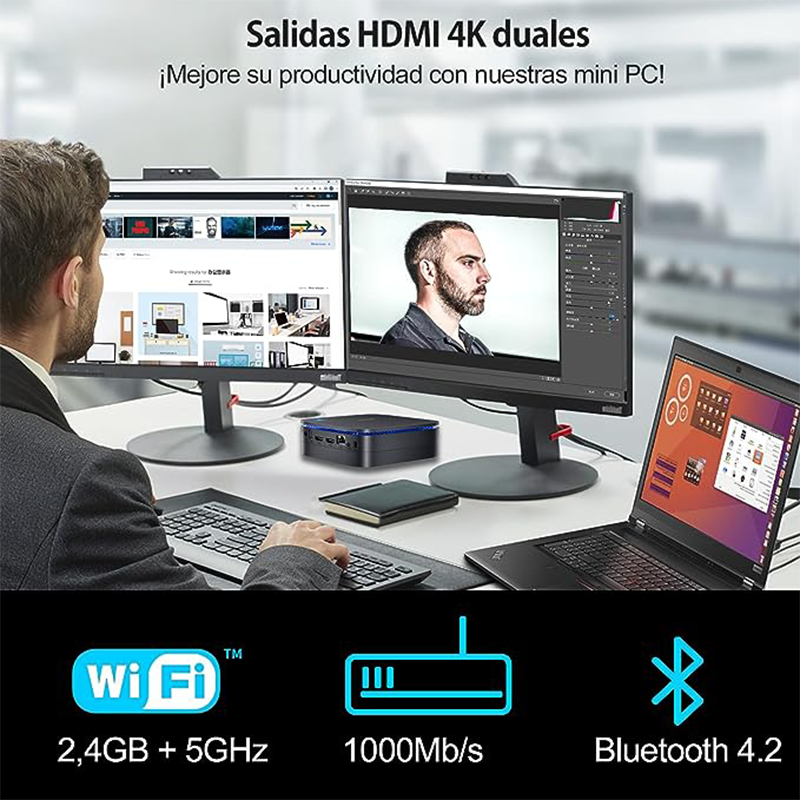 Blackview MP60 NUOVO Mini PC ordenador Windows 11 16GB DDR4 512GB/1TB SSD Ordenador Intel N95 4K HD Doble HDMI Dual-Band 2.4G