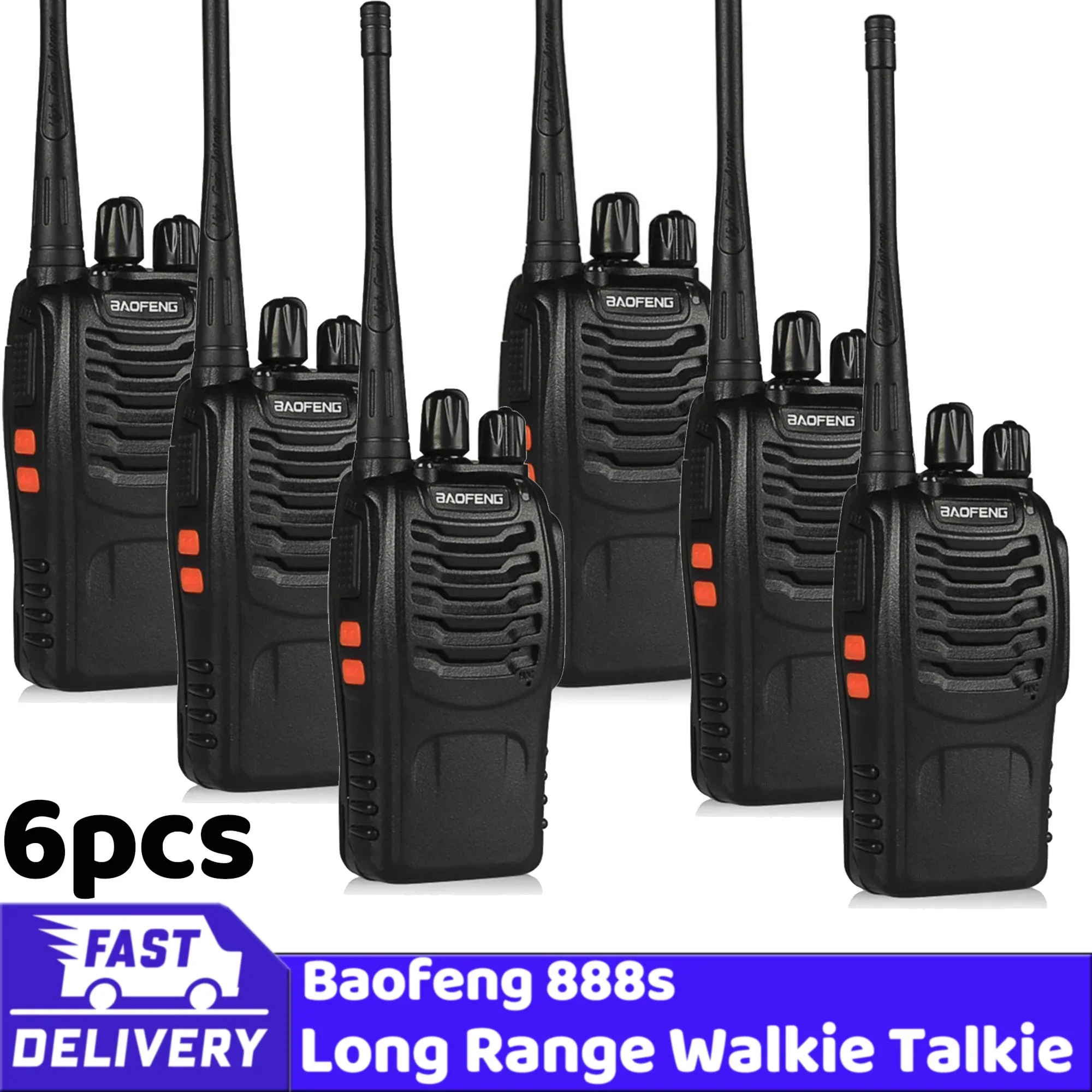 Baofeng BF-888S 2 uds 4 Uds 6 uds venta al por mayor Original 5km Walkie Talkie de largo alcance Radio bidireccional canal 16 viaje autónomo