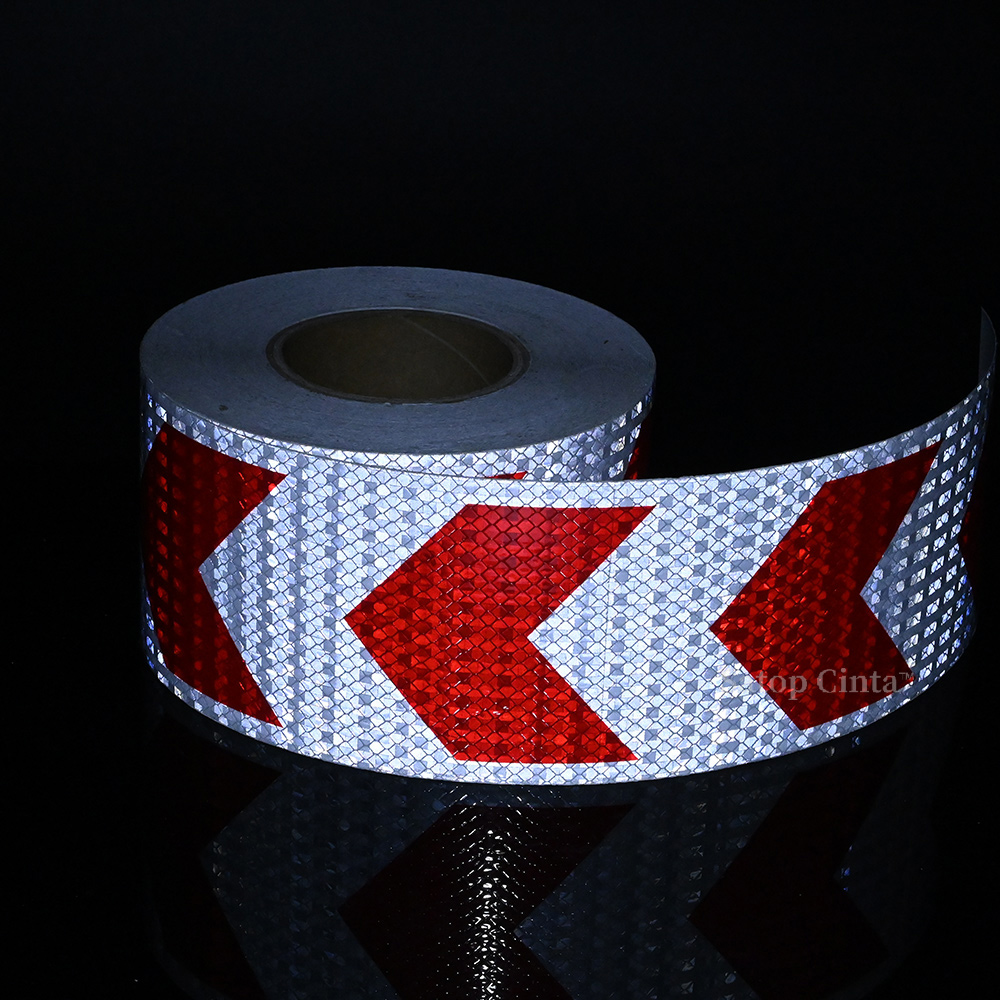 5cm/10cm/20cm*5m 화살표 반사 안전 테이프 흰색-빨간색 경고 방수 스티커 트럭에 대 한 야외 눈길을 끄는 접착 필름