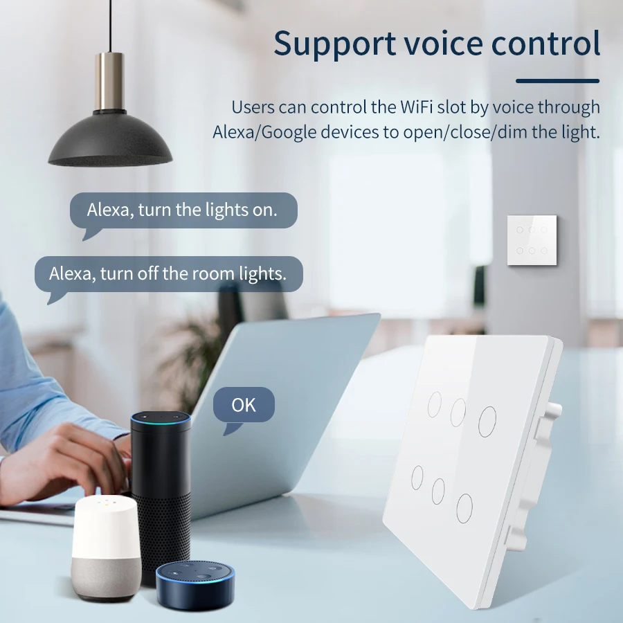 WiFi Smart Switch Brasilien Standard 4x4 Größe Tuya Smart Leben Touch Sensor 4/6 Gang Licht Schalter Sprachsteuerung Alexa Google Hause